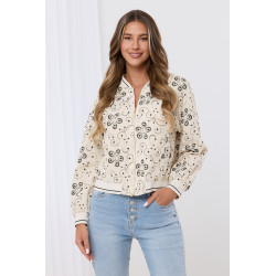 Kurtka bomberka z haftem kwiatowym