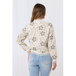 Kurtka bomberka z haftem kwiatowym