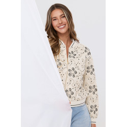 Kurtka bomberka z haftem kwiatowym