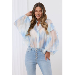 Oversizowa koszula w cieniowane wzory z falbanami