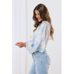 Oversizowa koszula w cieniowane wzory z falbanami