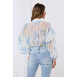 Oversizowa koszula w cieniowane wzory z falbanami