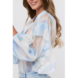 Oversizowa koszula w cieniowane wzory z falbanami