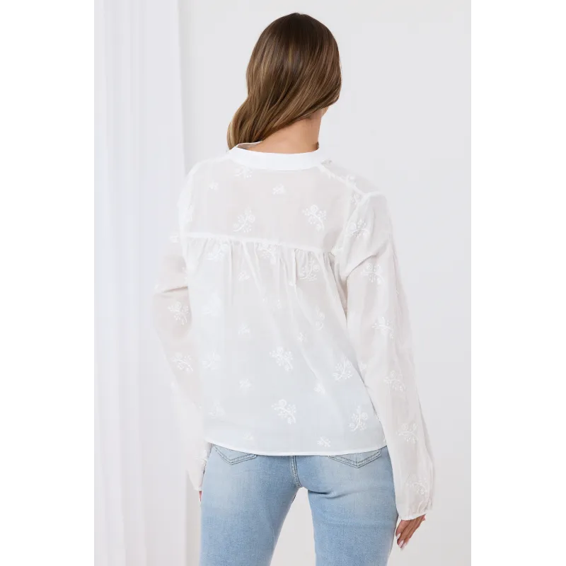 Koszula z haftem i pastelowymi serduszkami