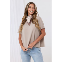 Bluzka oversize z krótkim rękawem i ozdobną apaszką