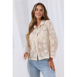 Ażurowa koszula z teksturalnym splotem