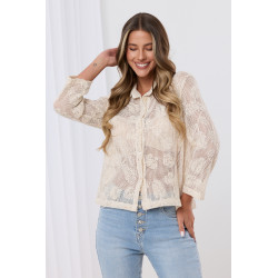 Ażurowa koszula z teksturalnym splotem