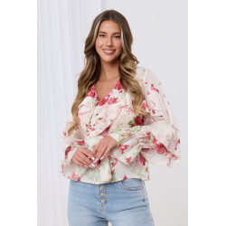 Zwiewna bluzka z falbanami w kwiaty
