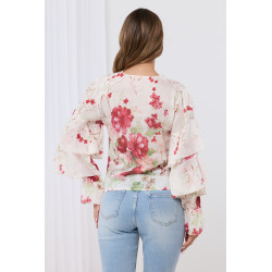 Zwiewna bluzka z falbanami w kwiaty