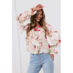 Zwiewna bluzka z falbanami w kwiaty