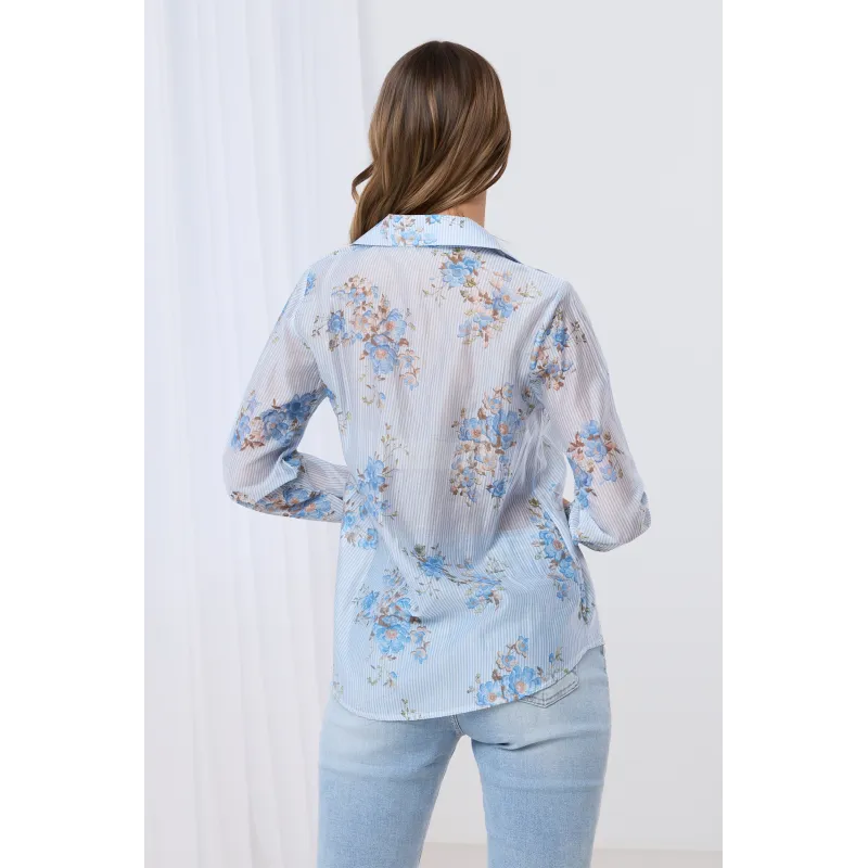 Koszula w paski z kwiatowym wzorem