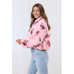 Kurtka teddy z kwiatowym wzorem