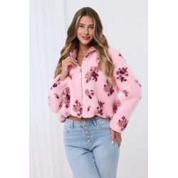 Kurtka teddy z kwiatowym wzorem