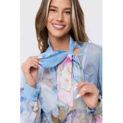 Szyfonowa bluzka w kwiaty z wiązaniem pod szyją