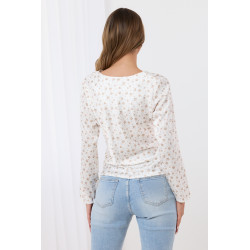 Kwiatowa bluzka z ozdobnym marszczeniem