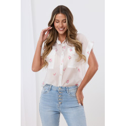 Koszulowa bluzka w drobne kwiaty