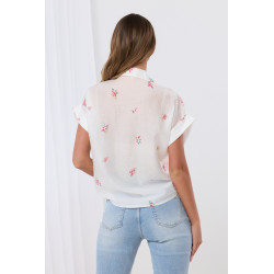 Koszulowa bluzka w drobne kwiaty