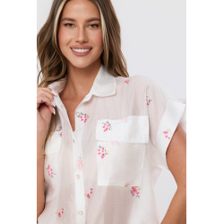 Koszulowa bluzka w drobne kwiaty