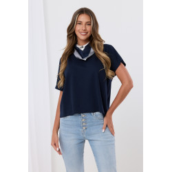 Bluzka oversize z krótkim rękawem i ozdobną apaszką