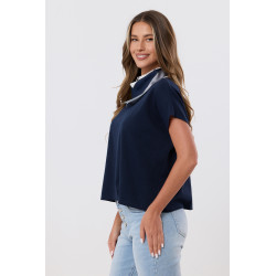 Bluzka oversize z krótkim rękawem i ozdobną apaszką