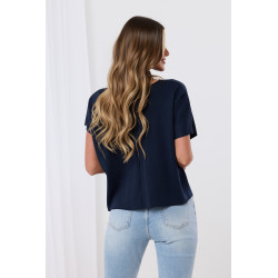 Bluzka oversize z krótkim rękawem i ozdobną apaszką