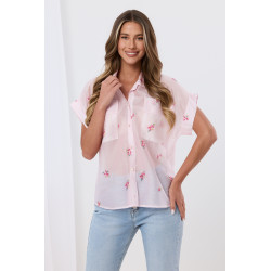 Koszulowa bluzka w drobne kwiaty