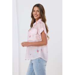 Koszulowa bluzka w drobne kwiaty
