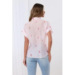 Koszulowa bluzka w drobne kwiaty