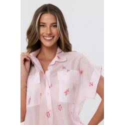 Koszulowa bluzka w drobne kwiaty