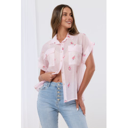 Koszulowa bluzka w drobne kwiaty