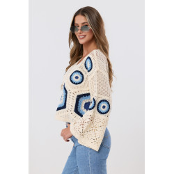 Ażurowa bluzka boho z szydełkowymi motywami