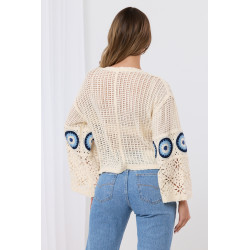 Ażurowa bluzka boho z szydełkowymi motywami