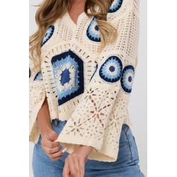 Ażurowa bluzka boho z szydełkowymi motywami