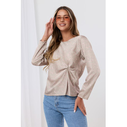 Kwiatowa bluzka z ozdobnym marszczeniem