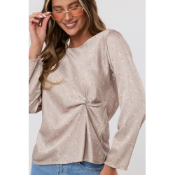 Kwiatowa bluzka z ozdobnym marszczeniem