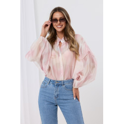 Oversizowa koszula w cieniowane wzory z falbanami