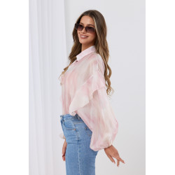 Oversizowa koszula w cieniowane wzory z falbanami