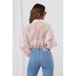 Oversizowa koszula w cieniowane wzory z falbanami