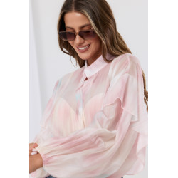 Oversizowa koszula w cieniowane wzory z falbanami
