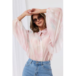 Oversizowa koszula w cieniowane wzory z falbanami