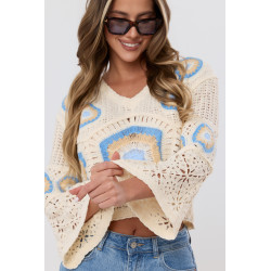 Ażurowa bluzka boho z szydełkowymi motywami
