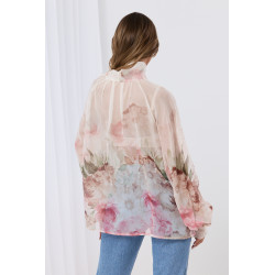 Szyfonowa bluzka w kwiaty z wiązaniem pod szyją