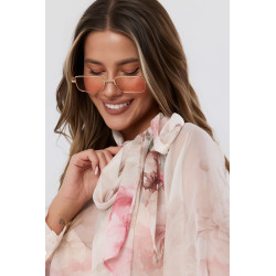 Szyfonowa bluzka w kwiaty z wiązaniem pod szyją