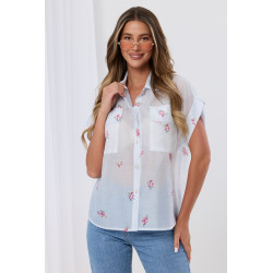 Koszulowa bluzka w drobne kwiaty