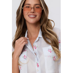 Koszulowa bluzka w drobne kwiaty