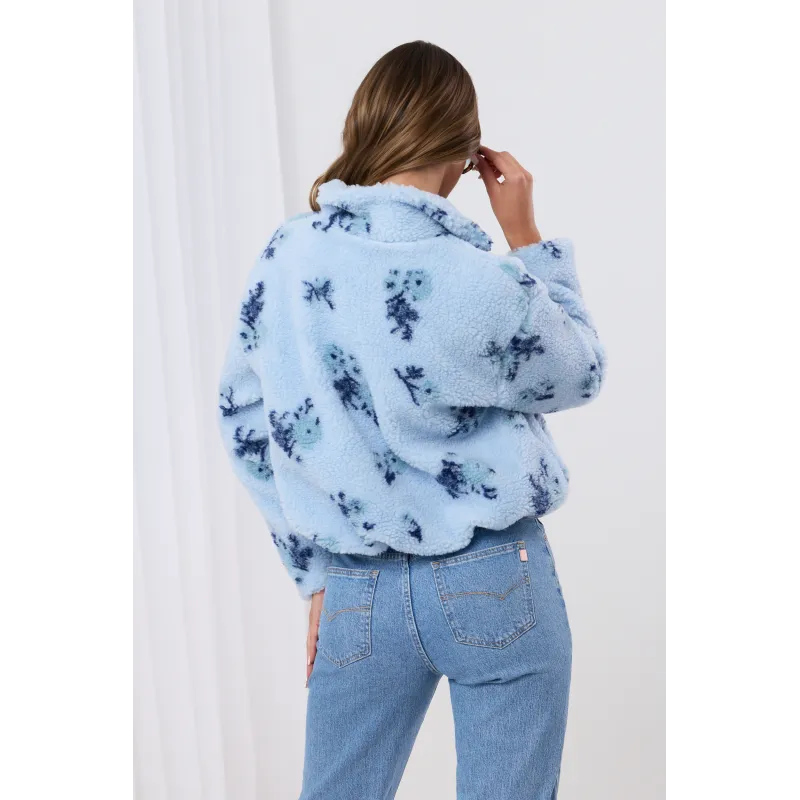 Kurtka teddy z kwiatowym wzorem