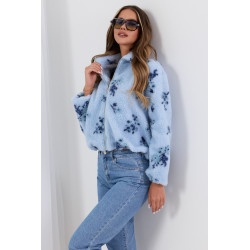 Kurtka teddy z kwiatowym wzorem