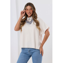 Bluzka oversize z krótkim rękawem i ozdobną apaszką