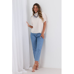 Bluzka oversize z krótkim rękawem i ozdobną apaszką