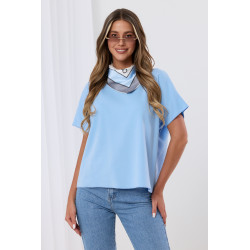 Bluzka oversize z krótkim rękawem i ozdobną apaszką